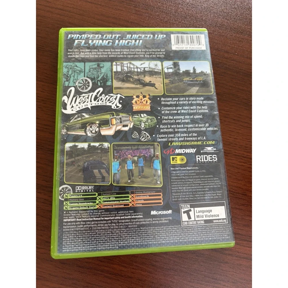 L.A. Rush - Replacement Xbox Cover and Case. NO GAME!!